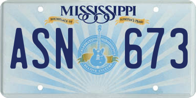 MS license plate ASN673