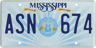 MS license plate ASN674