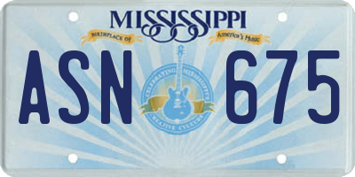MS license plate ASN675