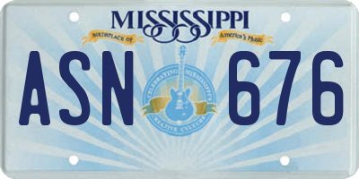 MS license plate ASN676