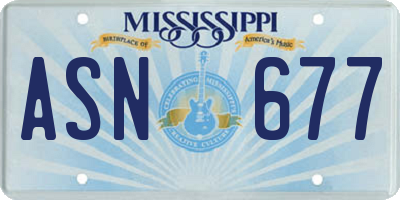 MS license plate ASN677