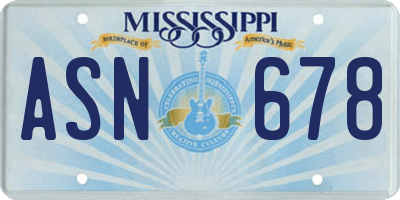 MS license plate ASN678