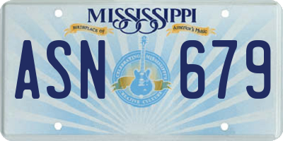 MS license plate ASN679