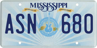 MS license plate ASN680