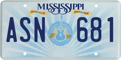 MS license plate ASN681