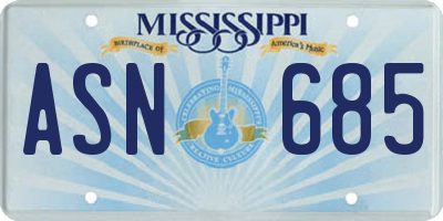 MS license plate ASN685