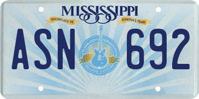 MS license plate ASN692