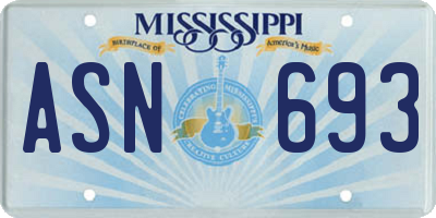 MS license plate ASN693