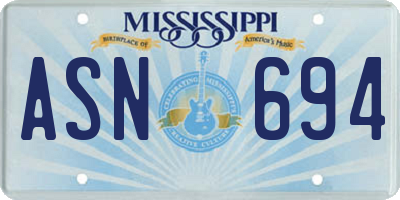 MS license plate ASN694