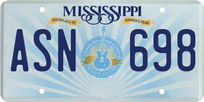 MS license plate ASN698