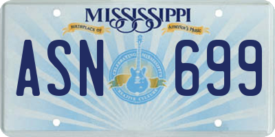 MS license plate ASN699