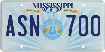 MS license plate ASN700