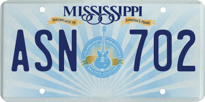 MS license plate ASN702