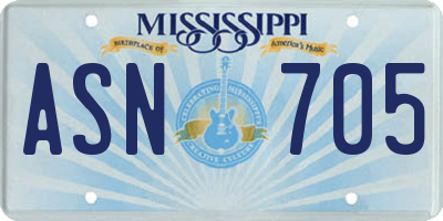 MS license plate ASN705