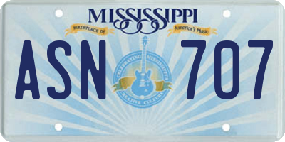 MS license plate ASN707