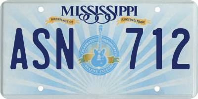 MS license plate ASN712