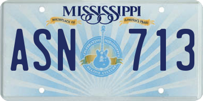 MS license plate ASN713