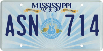 MS license plate ASN714