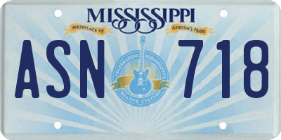 MS license plate ASN718