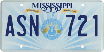 MS license plate ASN721