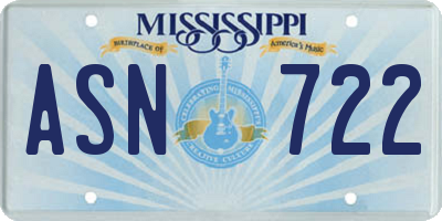 MS license plate ASN722