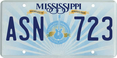 MS license plate ASN723