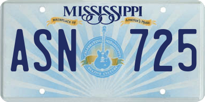 MS license plate ASN725