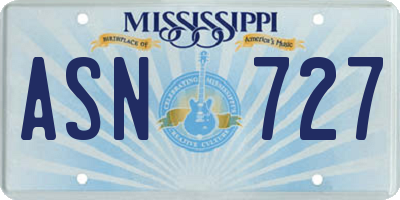 MS license plate ASN727