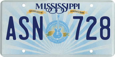 MS license plate ASN728