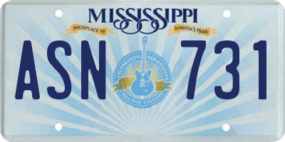 MS license plate ASN731