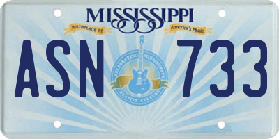 MS license plate ASN733