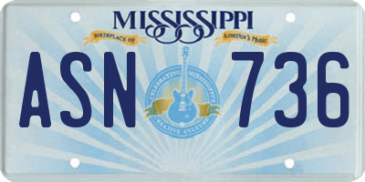 MS license plate ASN736