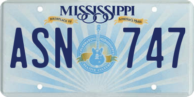 MS license plate ASN747