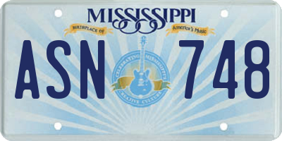 MS license plate ASN748