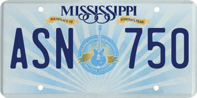 MS license plate ASN750