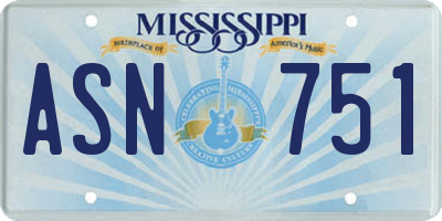 MS license plate ASN751