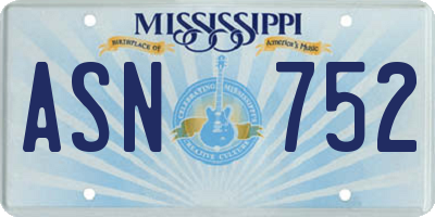 MS license plate ASN752