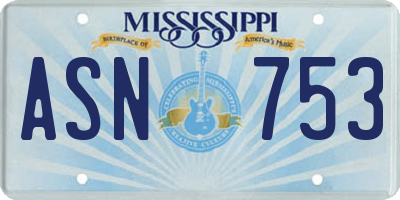 MS license plate ASN753