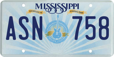 MS license plate ASN758