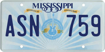 MS license plate ASN759