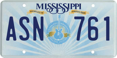 MS license plate ASN761