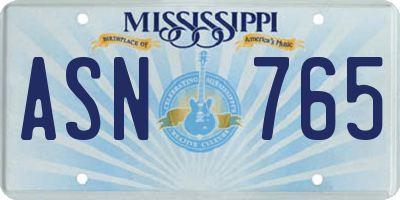 MS license plate ASN765