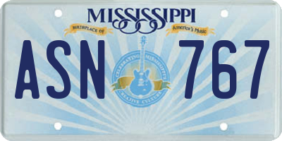 MS license plate ASN767
