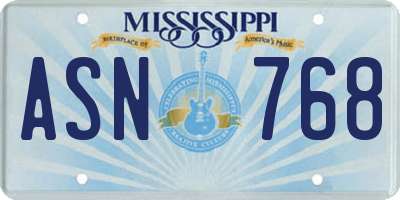 MS license plate ASN768