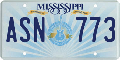 MS license plate ASN773