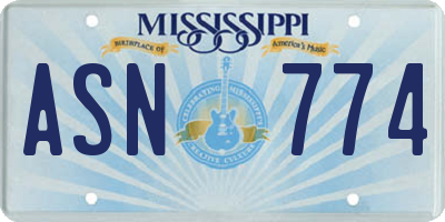 MS license plate ASN774