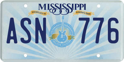 MS license plate ASN776
