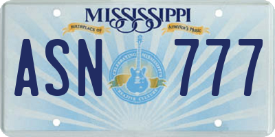MS license plate ASN777