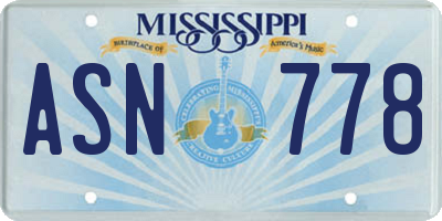MS license plate ASN778