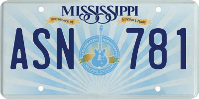 MS license plate ASN781